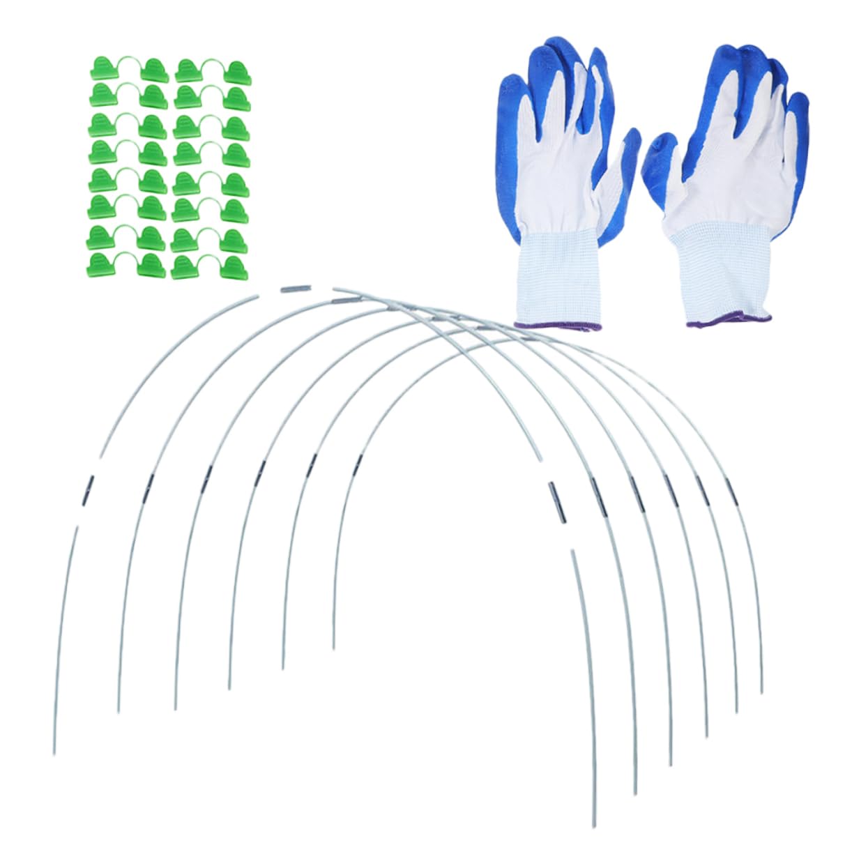 Tunnel pour Salade Arceaux de Jardin en Polyéthylène et Fibre de Verre, Réutilisable et Lavable, 1 Set pour Serrage Potager et Soutien la Croissance
