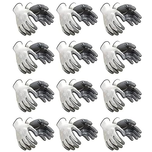 Image of Nylon Safety Gloves 12 Pairs-Heavy-Duty For Construction, Mechanics, Gardening, Plumbing&Automotive Work-Durable&Comfortable