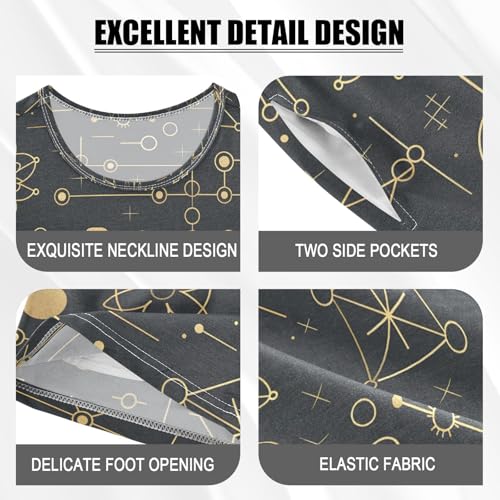 ALAZA Atomic Chemistry Physics Pajamas Set Short Sleeve Cotton Sleepwear Summer Pjs 2 Piece 5-14Y4