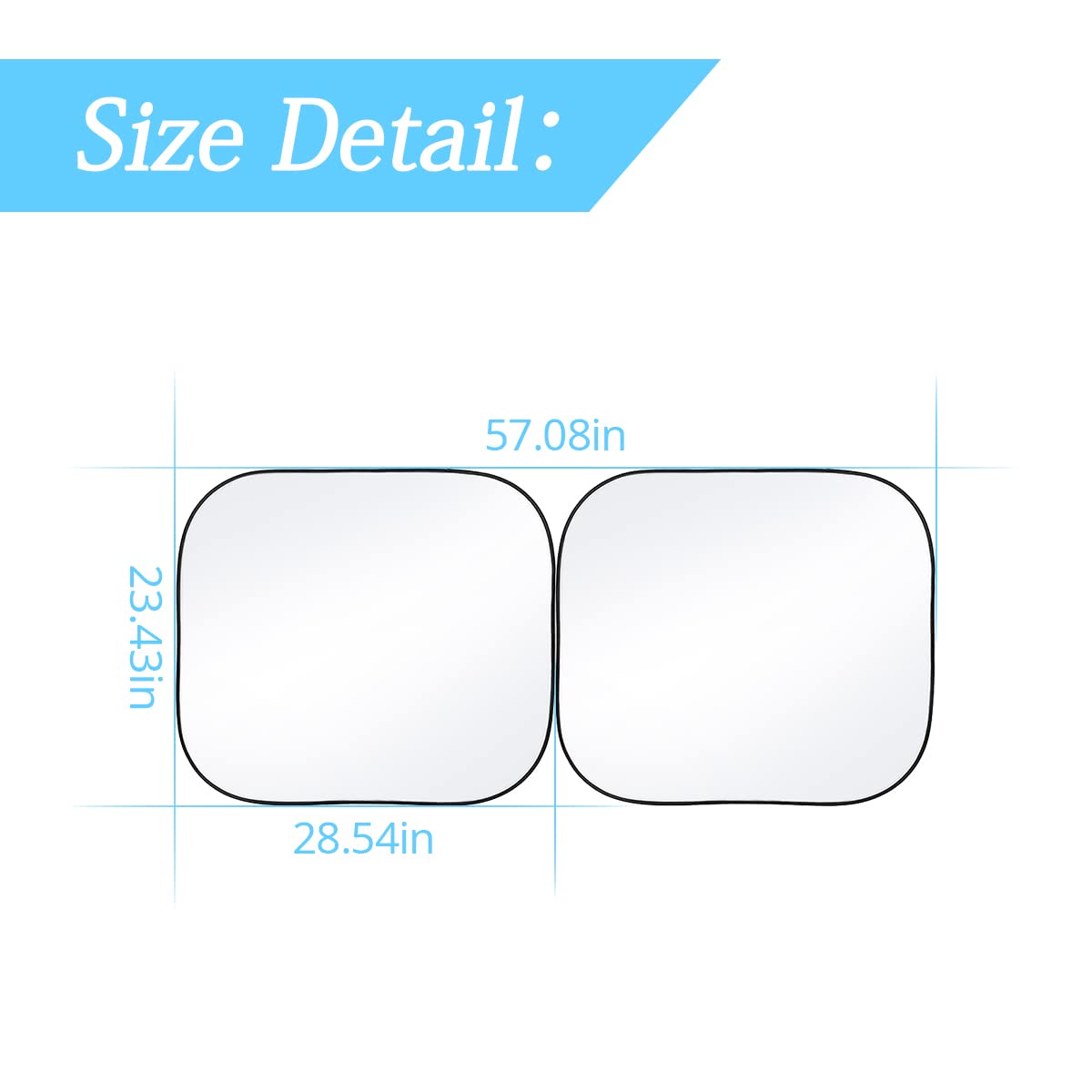 Car Front Windshield Sun Shade, 2 PCS Reflective Foldable Windshield Sunshade/Cover for UV Rays, Sun Glare, Universal for Most Cars, Auto Interior Accessories for Sun Protection (23.4