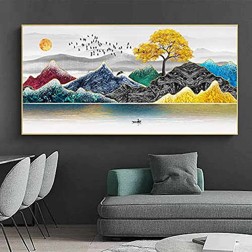Impression toile abstrait montagne oiseau pour mur vide