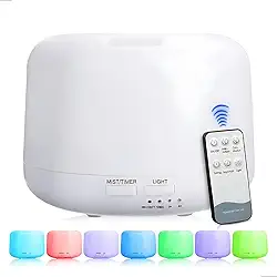 Difusor de Aromas Elétrico, Umidificador de Ar RGB 300ml, Difusor de Oleo Essencial 7 Cores Led Com Controle Remoto Abajur Led para a sua casa, ambiente de trabalho