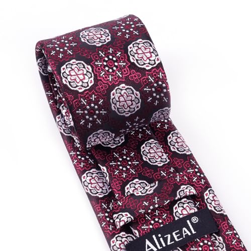Image of Alizeal Mens Vintage Solid Plaid Tie with Pocket Square 3.15inches Necktie Set