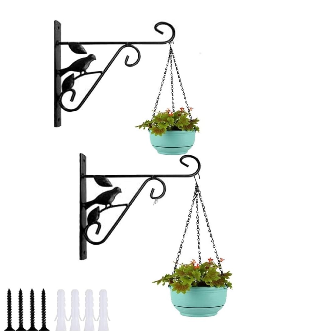 PRIME KRAFTS Pack of 2 Metal Bracket Hanger for Flower Basket, Wind Chimes, Bird Feeders and Lantern Plants | Bird Design Wall Mounted Hanging Plant Bracket for Indoor and Outdoor (BD1 - Black) (B0D8W9C8X2) Amazon Price History, Amazon Price Tracker