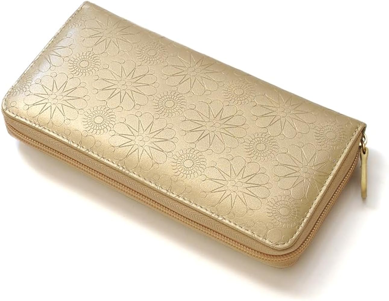 Amazon | 財布 レディース 長財布 牛革 型押し ラウンドファスナー