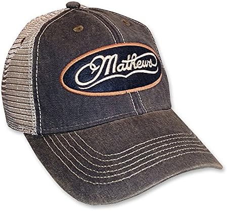 MATHEWS Old Favorite Trucker Adjustable Hat Black Swiss Felt Oval Logo