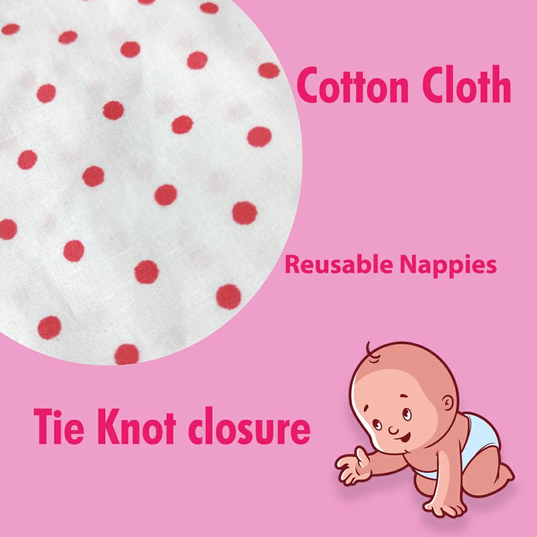 Nappy for New Born Baby - Set of 12 Pcs/Cotton Cloth Langot for Babies, 0-6 Months, Double Layer Nappies, V Shaped, Washable and Reusable, Pack of 12 - Image 6 thumbnail