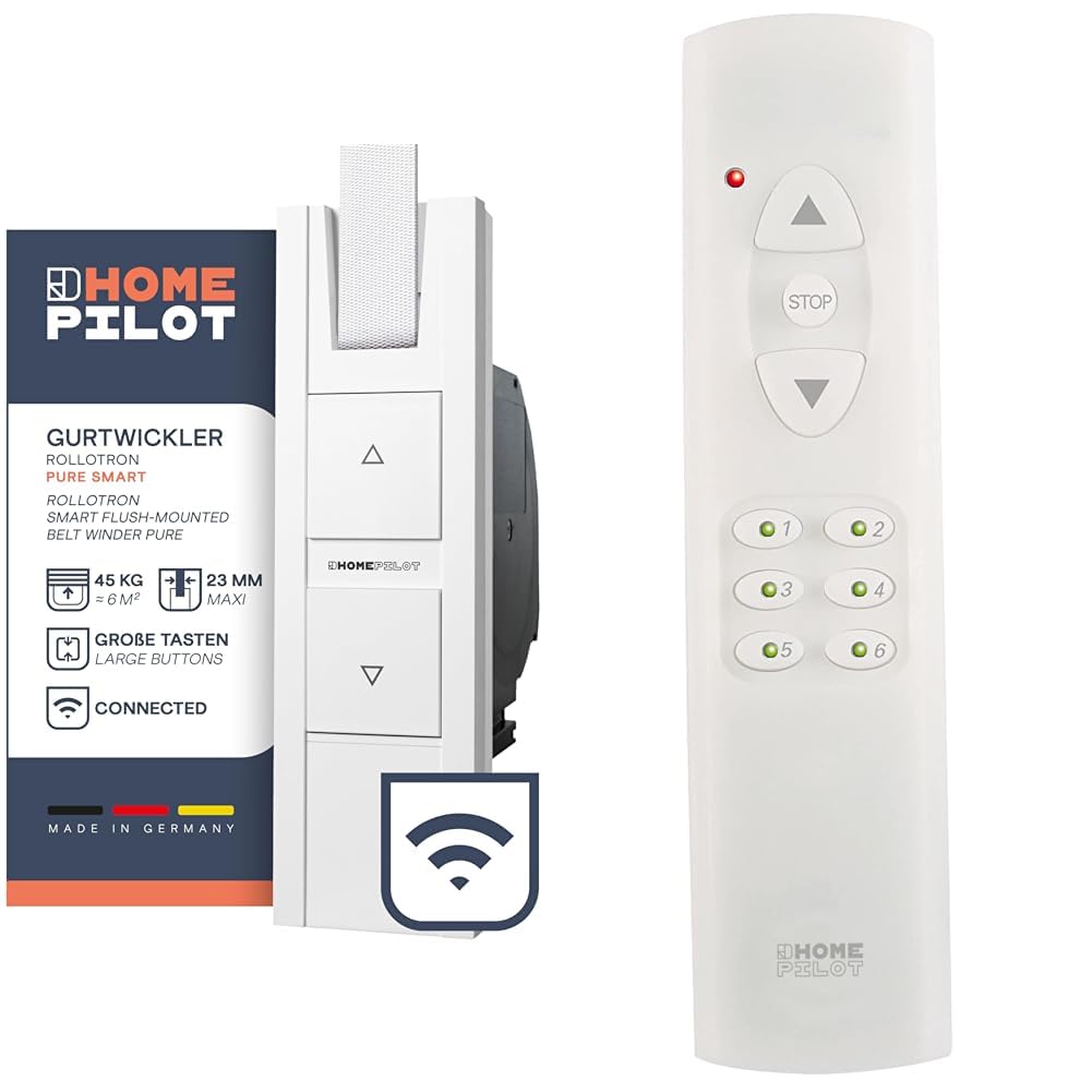 HOMEPILOT - RolloTron pure smart & - Fernbedienung smart 6 Gruppen | Fernbedienung für die einfache Steuerung von bis zu 48 Smart Home Geräten in 6 Gruppen. Geeignet als Lichtschalter