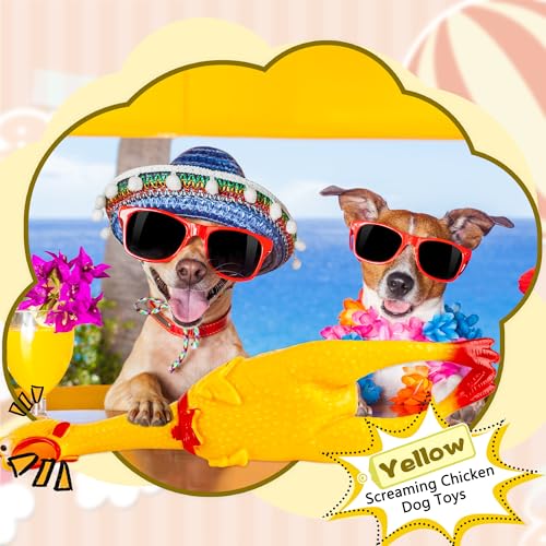 2 Pack 22 Inch Crazy Huge Squeeze Screaming Rubber Chicken Yellow Squawking Chicken Rubber Squeaky Chicken Toy for Kids Adults Dogs Pets Prank Novelty Toy - Image 3