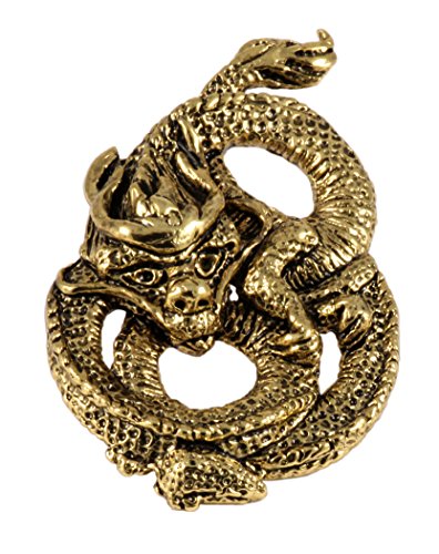 Creative Pewter Designs Coiled Chinese Dragon Premium 22k Gold Plated Lapel Pin, Brooch, Jewelry, AG177PR