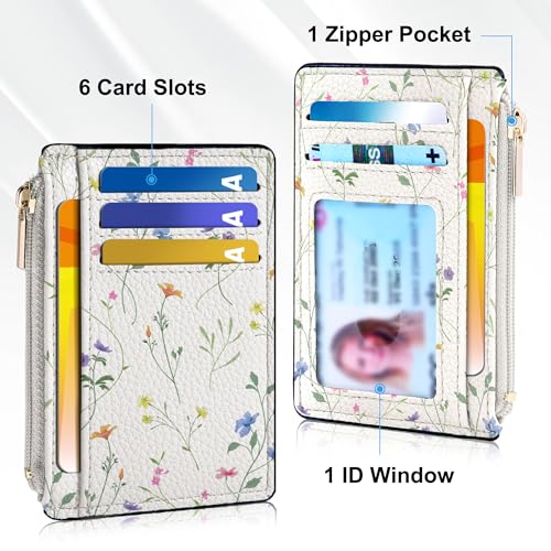 Image of Tipmile Womens Credit Card Holder Wallet, Small Slim RFID Blocking Sleeve | Mini Tiny Cute ID Case, Minimalist Zipper Pocket Wallet, Thin Coin Purse, Mothers Gift