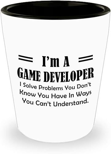 Im a Game Developer Designer Shot Glass Tequila Shotglass Novelty Drinkware - Solve Problems - Cute Gifts for Video Gaming Design Dev Team