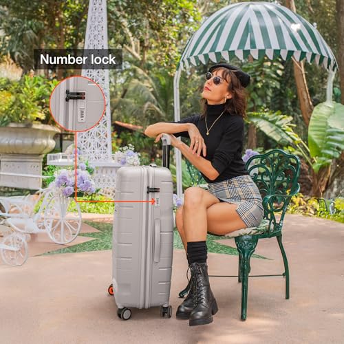 Image of Nasher Miles Paris Hardshell-Sided Polypropylene Check-in Luggage Grey 24 Inch |65Cm 8 Wheel Inline Trolley Bag, Medium