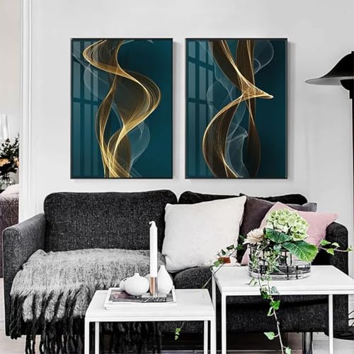 Impression d'art abstrait de mode en triptyque 50 x 75 cm pour interieur moderne - 3