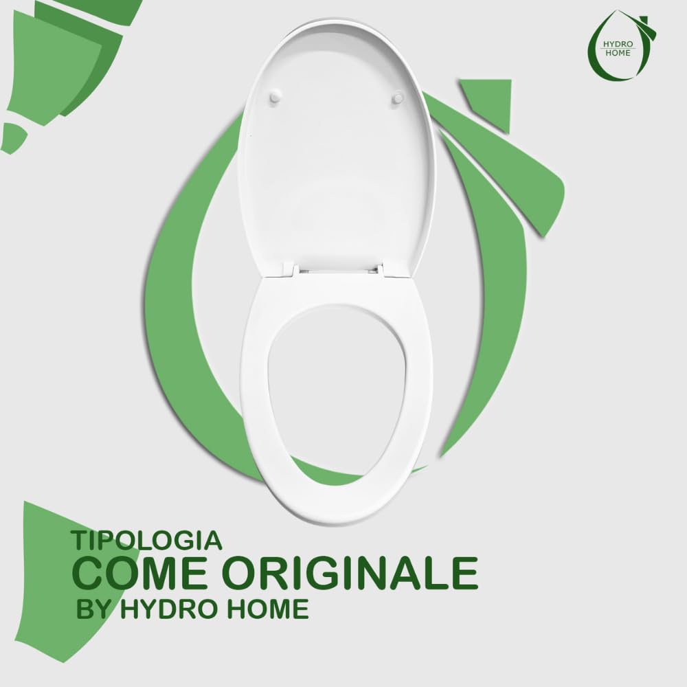 Copriwater Sedile Wc Ovo Disegno Ceramica Come Originale, In Plastica Termoindurente Avvolgente,Colore Bianco MADE IN ITALY