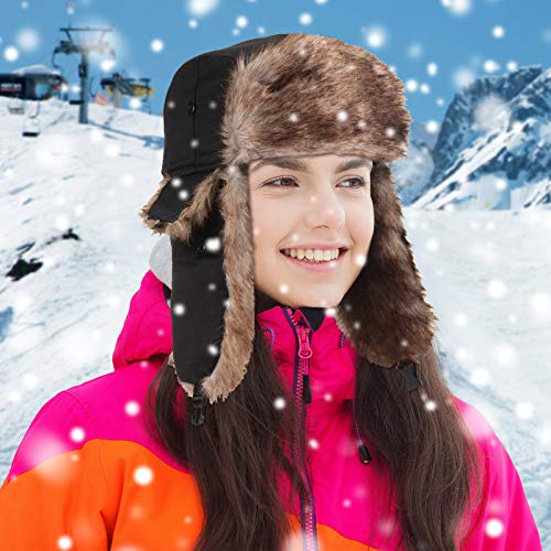 image for SATINIOR 1 Piece Unisex Trapper Hat with Chin Strap Faux Fur Earflaps 
