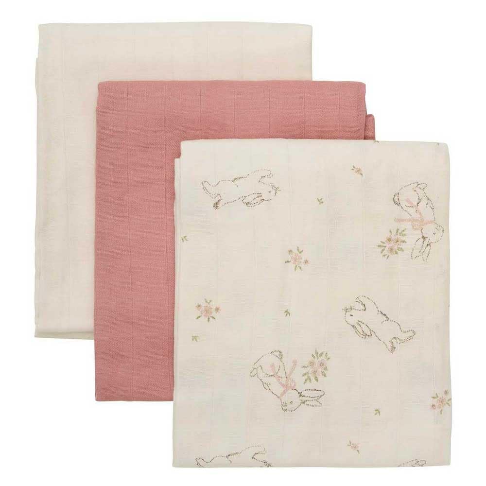 Pippi Pack of 3 Unisex Baby Cloth Nappies/Burp Cloth/Muslin Nappies 70 x 70 cm