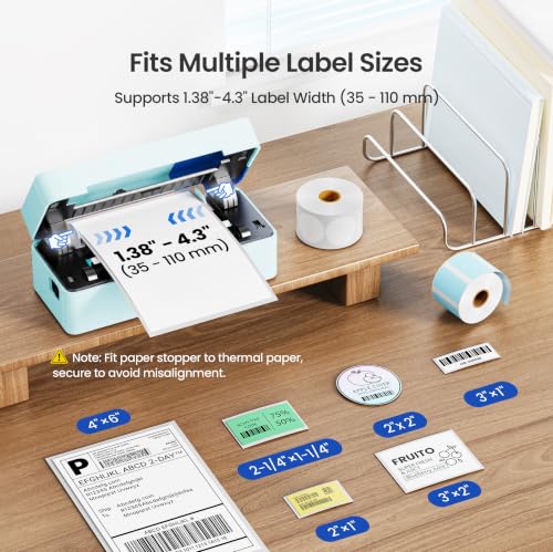 Image of Bluetooth Thermal Shipping Label Printer, 4x6 Portable Direct Thermal Printer, Compatible with iPhone, Android, Windows and Mac, Widely Used for USPS UPS Amazon Shopify Etsy, Blue