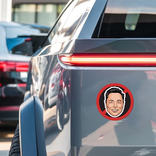 Image of Magnet Me Up No Elon Face Magnetic Decal Funny Anti-Billionaire Car Magnet, Political Satire Fridge Decor, 5-Inch Round UV-Printed Vinyl, Weatherproof & Durable, Made in USA