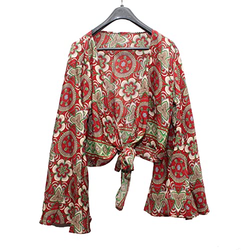 SHUBHANGI COLLECTIONS Women’s Multi Silk Beach Wear Wrap Belted Crop Top