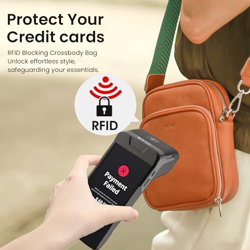 Image of befen Genuine Leather Small Crossbody Bags for Women Cross Body Bag Purses Cell Phone Purse for Travel with RFID Card Slots