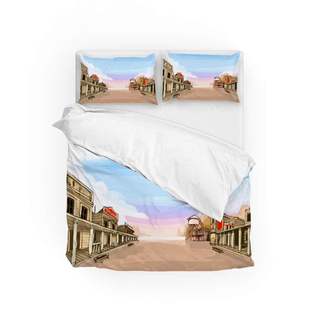 Parure de lit douce anti-plis style vieux western pour literie Queen Size