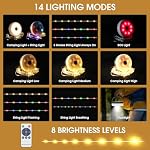 Camping String Lights with Remote Control, 4 in 1 Portable Camping Light Rechargeable, 14 Lighting Modes, USB Charging, Quick Storage, 32.8ft Waterproof Tent Light for Hiking, Yard, Christmas - Image 3