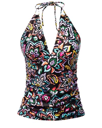 Image of Yonique Women's Halter Tankini Top V Neck Swim Top Tummy Control Bathing Suit