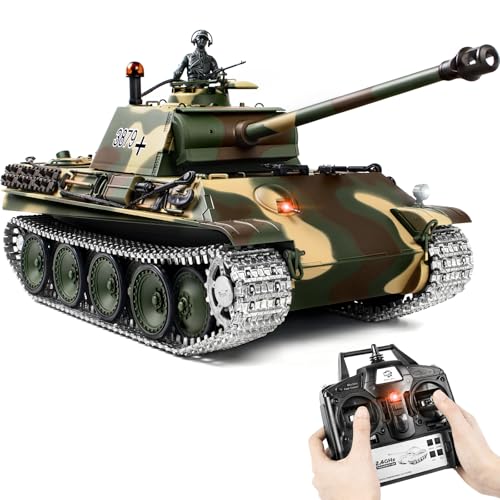 1/16 RC Tank, Heng Long German Panther Type G RC Battle Army Toy with Smoke, Sound, Lights, 2.4G...