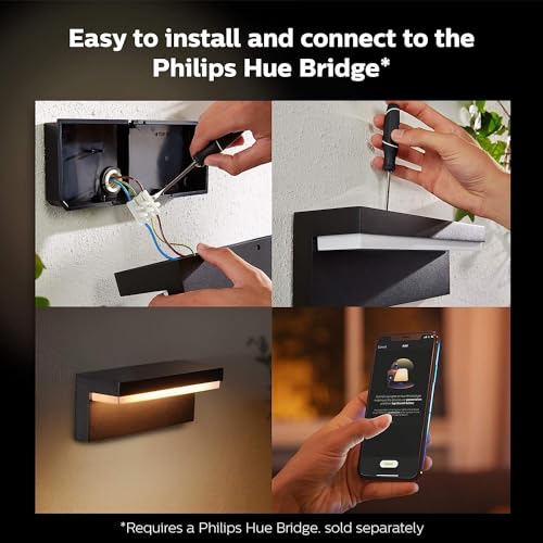 White and Color Ambiance Nyro, Lampada da Parete da Esterno Smart, 16 Milioni di Colori, Nero - Illuminazione - Immagine 7