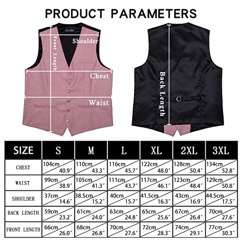 Men's Red Plaid Suit Vest Wool Blend V-Neck Collar 3 Pockets Tie Set Formal Casual Vest3