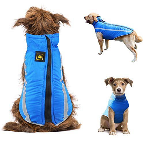 Idepet Wasserdichter Hundemantel Winter Warme Jacke, Winddichte Haustierkleidung Hundejacke Outfit für kleine mittelgroße Hunde mit Geschirrloch XL-6XL