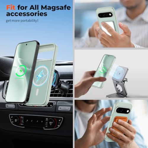 Image of SUPFINE Magnetic for Google Pixel 11 Case - Light Green | With Screen Protector,Translucent Matte,Built-in Magnets,Military Grade Drop Protection,Shockproof Phone Cover
