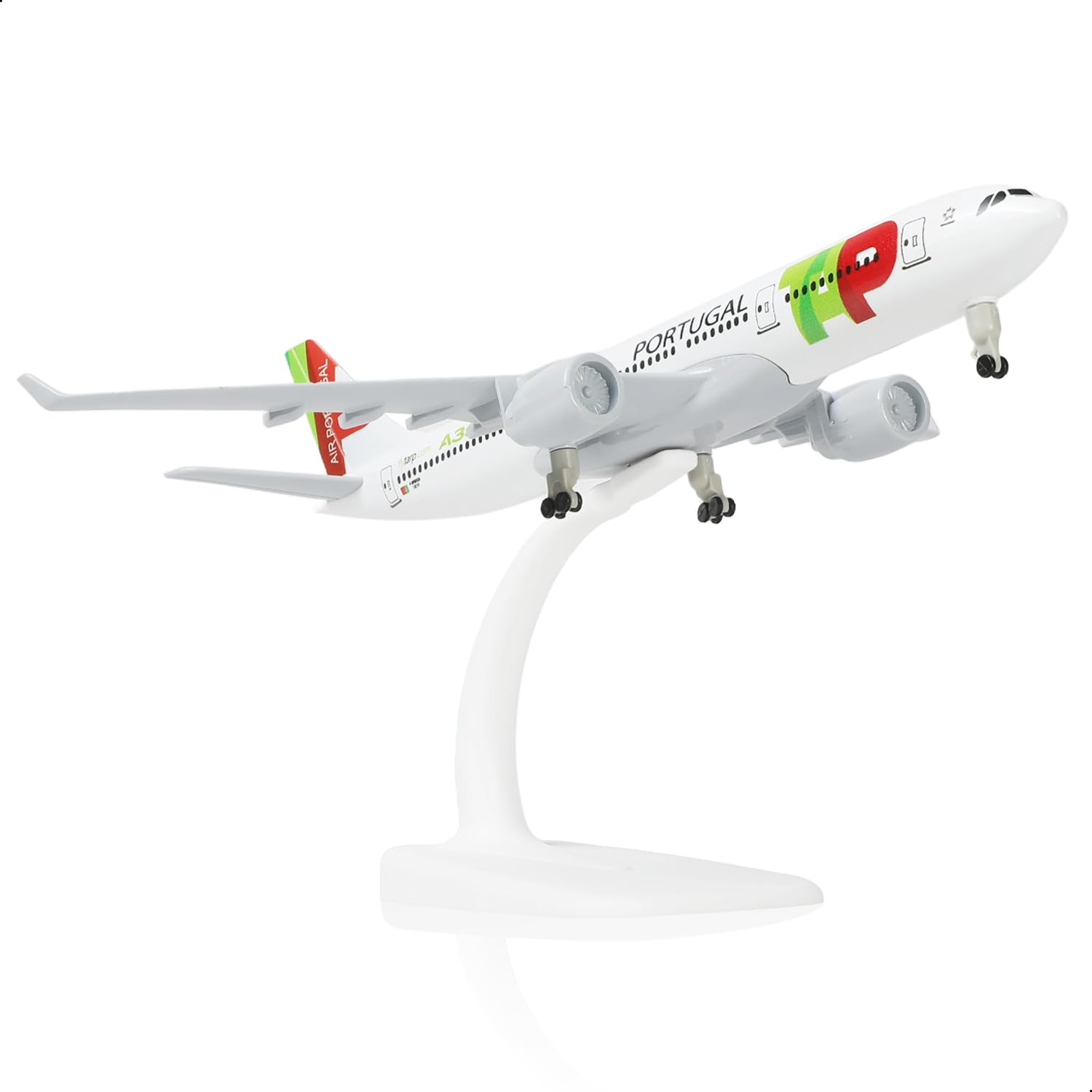 1/300 Portugal A330 Maquette d'avion en Métal Moulé avec Support pour Maquette d'avion A330 (7,8 Pouces de Long). Convient aux Passionnés d'Aviation comme Cadeau, décoration d'expositi