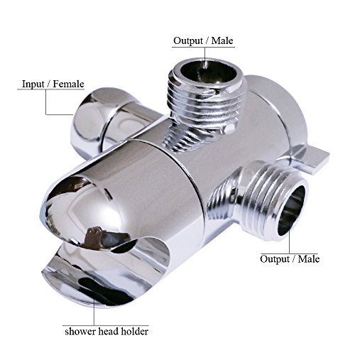 3 Way Shower Diverter Valve Mount 1/2-Inch, SYIDINZN Universal Handheld Shower Arm Diverter Splitter with Shower Head Holder for Handshower Showering Components - Chrome (Shower Arm Mount-A)