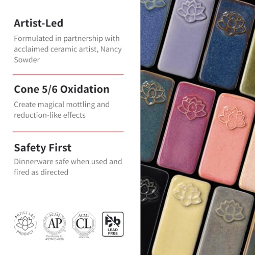 Speedball Mid-Fire Glaze, 4-Ounce Sample Set, Assorted Colors, 12 4-Ounce Jars for Pottery and Ceramics - Thumbnail 2