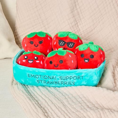 Emotional Support Strawberries by Relatable, Cuddly Stuffed Animals and Toys, Squishy Toys and Plushies, Great Gift Ideas for Loved Ones of All Ages, Includes 5 Plushies with Carrying Basket — view 4
