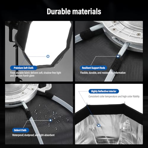 Soonpho 18"/45cm Octagonal Softbox, Quick Release Bowens Mount Softbox with Honeycomb Grid, Light Diffusers, Bag for Godox SL60W, SL60IID, SL60IIBI, for Neewer CB60B, FS150B, CB100C, for Amaran 200x S — view 6
