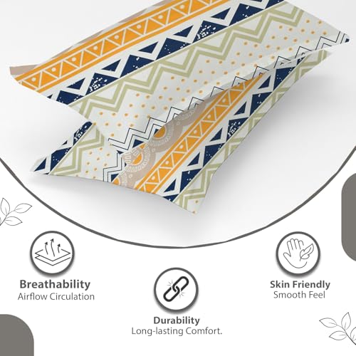 Image of IVAZA 240 TC Soft Ezyption Cotton Floral Print King Size Bedsheet - with 2 Pillow Covers, Hypoallergenic, Brethable, (Size-Size- 90 x 90 Inch | Zig Zag White