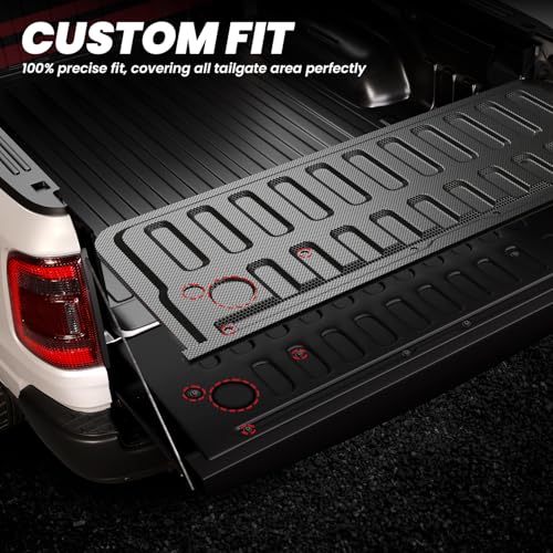 Image of LASFIT Tailgate Mat 2019-2025 2026 for Ram 1500 Standard Tailgate&Power Tailgate-Release(NOT for Classic /Multifunction /Power Tailgate) All Weather TPE Tailgate Protector Liner Replacement Accessories