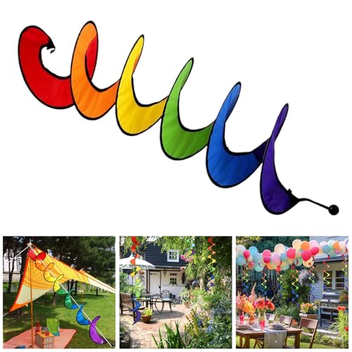 Wind Spinner Tent Colourful Wind Chimes Deko-Windspiel für draußen UV Resistant and Weatherproof, Ø22cm, Länge: 145cm, Hängend, Windfahne Garten & Balkon, Bunt