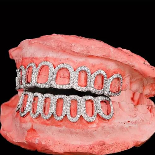 Funda dental de hip-hop con piedras completas de oro y plata unisex para moda rap 4