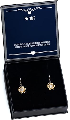 Love Wife, When it Comes to Love, Nothing can Ever Bring us Apart Because we are one in,!, Nice Christmas Sunflower Earrings from Wife