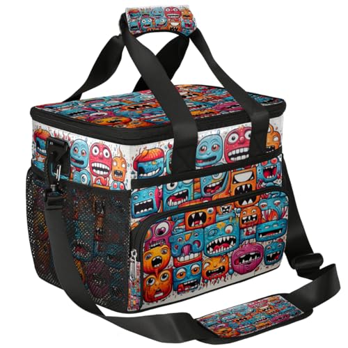 Monster Insulated Picnic Backpack Lunch Box for Women Men Picnic Basket Tote Lunch Bag Picnic Bag Portable Lunch Bags for Picnic, Beach, Work, Trip,Office, Camp Cute Monster