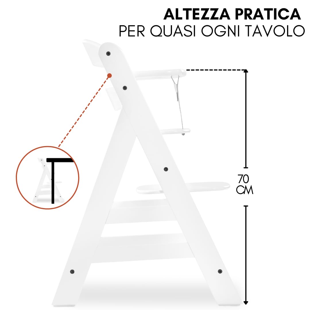 hauck Seggiolone Pappa Evolutivo Alpha Plus Newborn Set Premium, Da 0 Mesi con Sdraietta Neonati Reclinabile Premium Extra Piatta, Cuscino in Cotone - Bianco