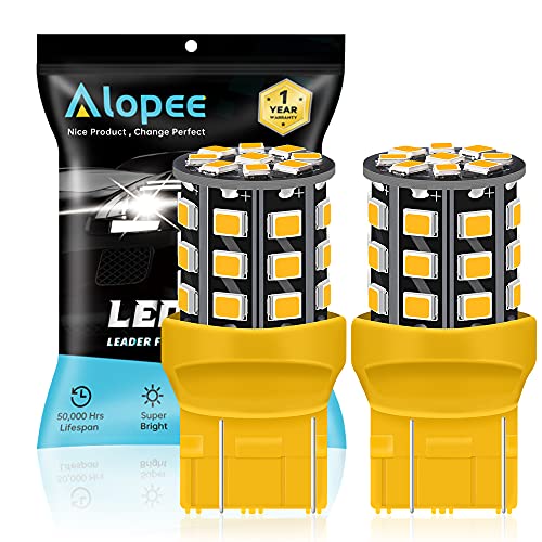 Alopee 2-Pack 7443 7440 992 T20 Car Turn Signal Lights - 12V-24V Amber/Yellow Extremely Bright 600 Lumens 2835 33 SMD LED Light Bulb - Replacement for Tail Blinker LED Bulb