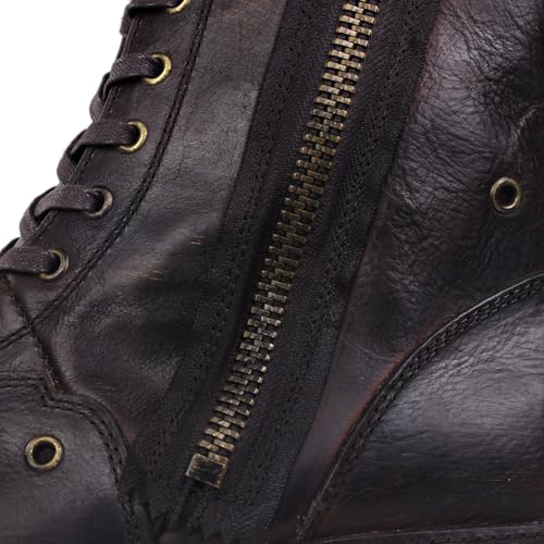 Mens Chukka Biker Cowboy Stylish Motorcycle Combat Hiking Fashion Casual Cowhide Leather mid-calf Side Zipper Boots CD-5008-8-Vintage-H-R 6