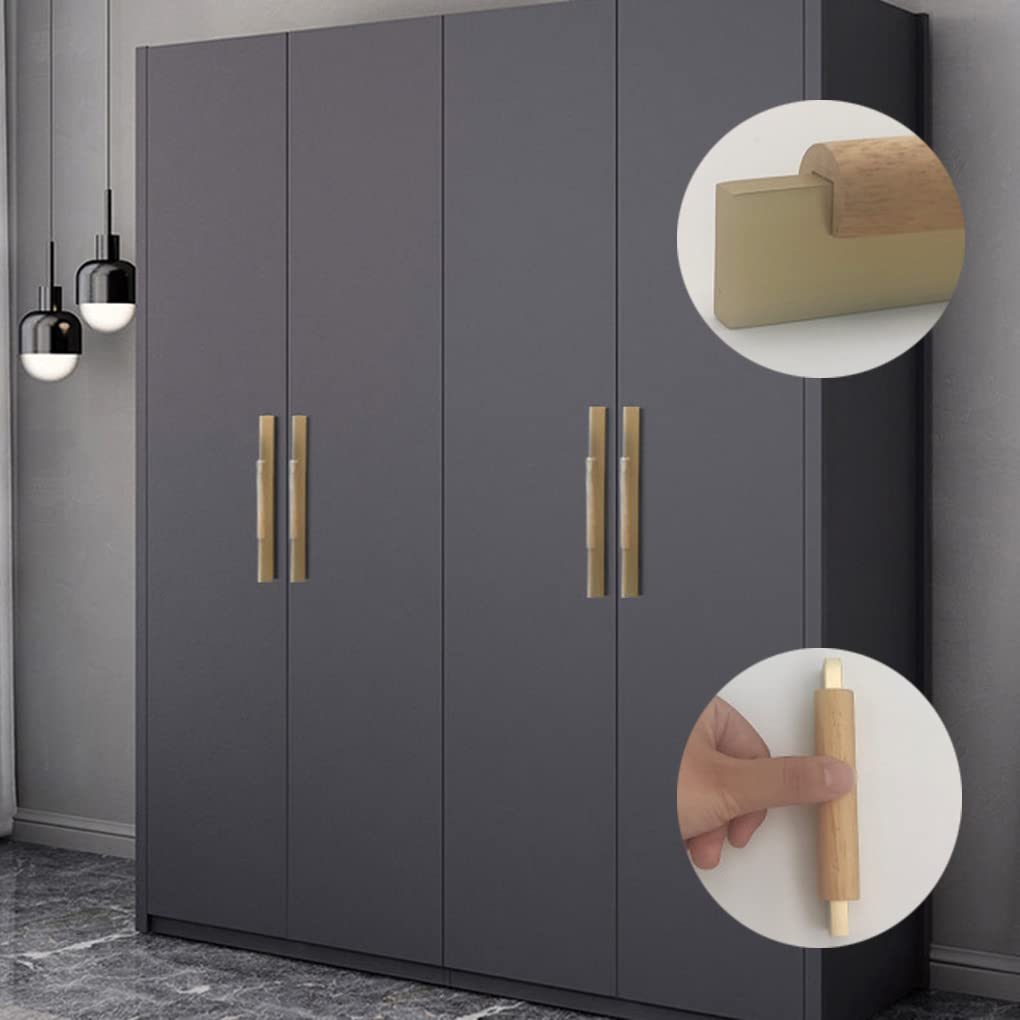 2 sztuki naturalnych drewnianych uchwytów, podstawa bukowa z litego aluminium, złota, regały na książki, uchwyty do szuflady, szafy, szafki na buty, komody, stolika nocnego (długość 1000 mm)