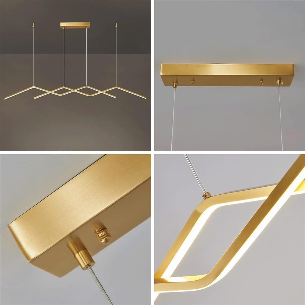 Nowoczesna, prosta lampa wisząca LED, liniowa, mosiężna, miedziana, długa lampa do zawieszenia, dekoracja domu, minimalistyczna lampa