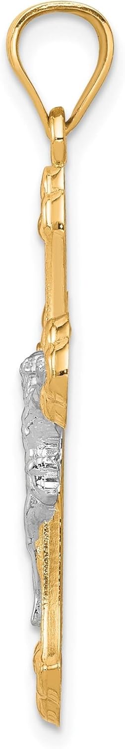 10k Real Gold Crucifix Cross Pendant with Rhodium Accent for Men and Women – Detailed Jesus Figure Baroque Style Faith Symbol Necklace – Ornate Christian Jewelry Spiritual Religious Accessory - Image 2